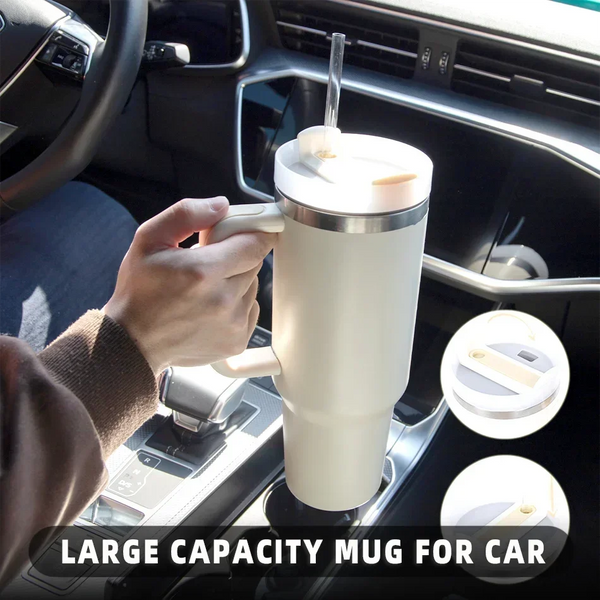 Valentine's Day 40oz Straw Coffee Insulation Cup With Handle Portable Car Stainless Steel Water Bottle LargeCapacity Travel BPA