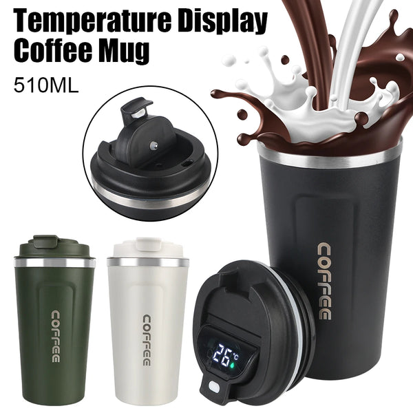 Leak_Proof Travel Thermo Cup Thermo Cafe 510ML Coffee Mug Temperature Display Car Thermos Mug for Tea Water Coffee