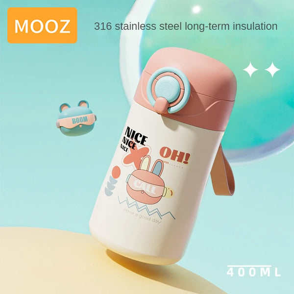 MOOZ Baby Cups Water Bottle for Children Baby Trainer Bottle Cute Kids Cup Drinking Bottle for Kids Thermos for School Children